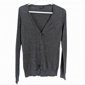 Simons merino wool charcoal grey knit cardigan v neck Medium @B5